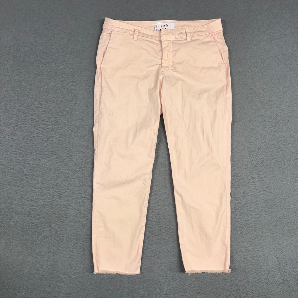 Frank & Eileen Pants Womens 10 Pink Wicklow Crop Chino Raw Hem Cotton Blend